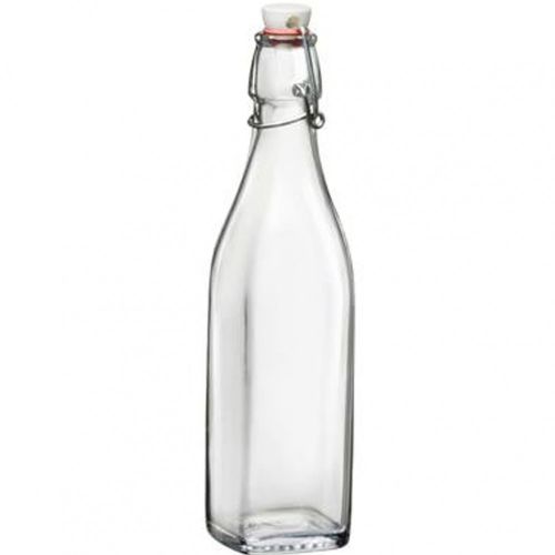 diese transparente Swing-Flasche Square Swing mit einem Fassungsvermögen von 1 Liter ist für die Gravur geeignet